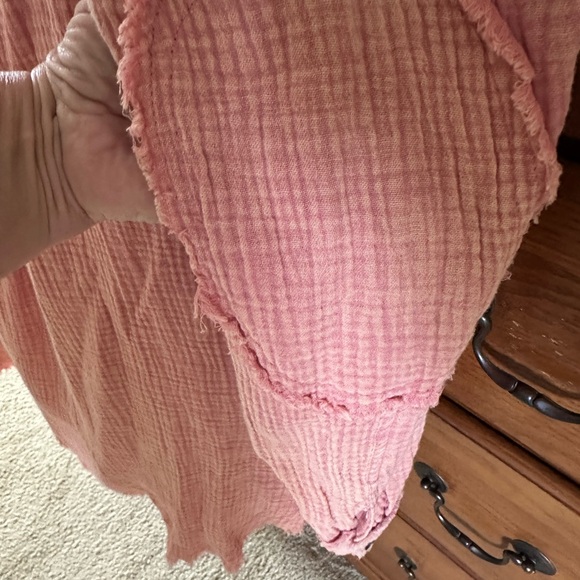 Pink Frayed Button-Up Shirt NWOT - Picture 7 of 11